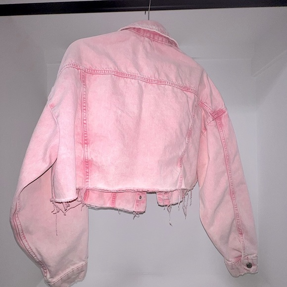 TopShop Light Pink Denim Jacket Trendy Pastel Color - Perfect for Spring! - Picture 3 of 4